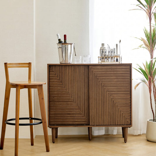 34 inch Tall 2 Door Accent Multifunction Bar Cabinet with Adjustable Shelves