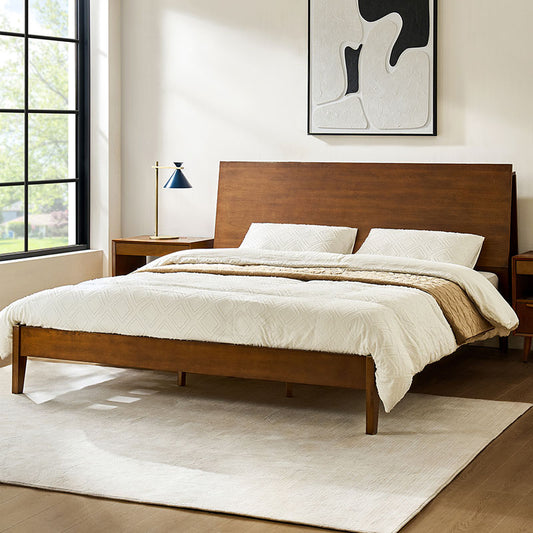 Solid Wood Platform Bed with USB Ports and Storage Space