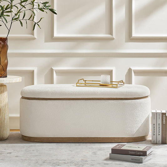 Modern Chenille Storage Bench with Hidden Seat Storage