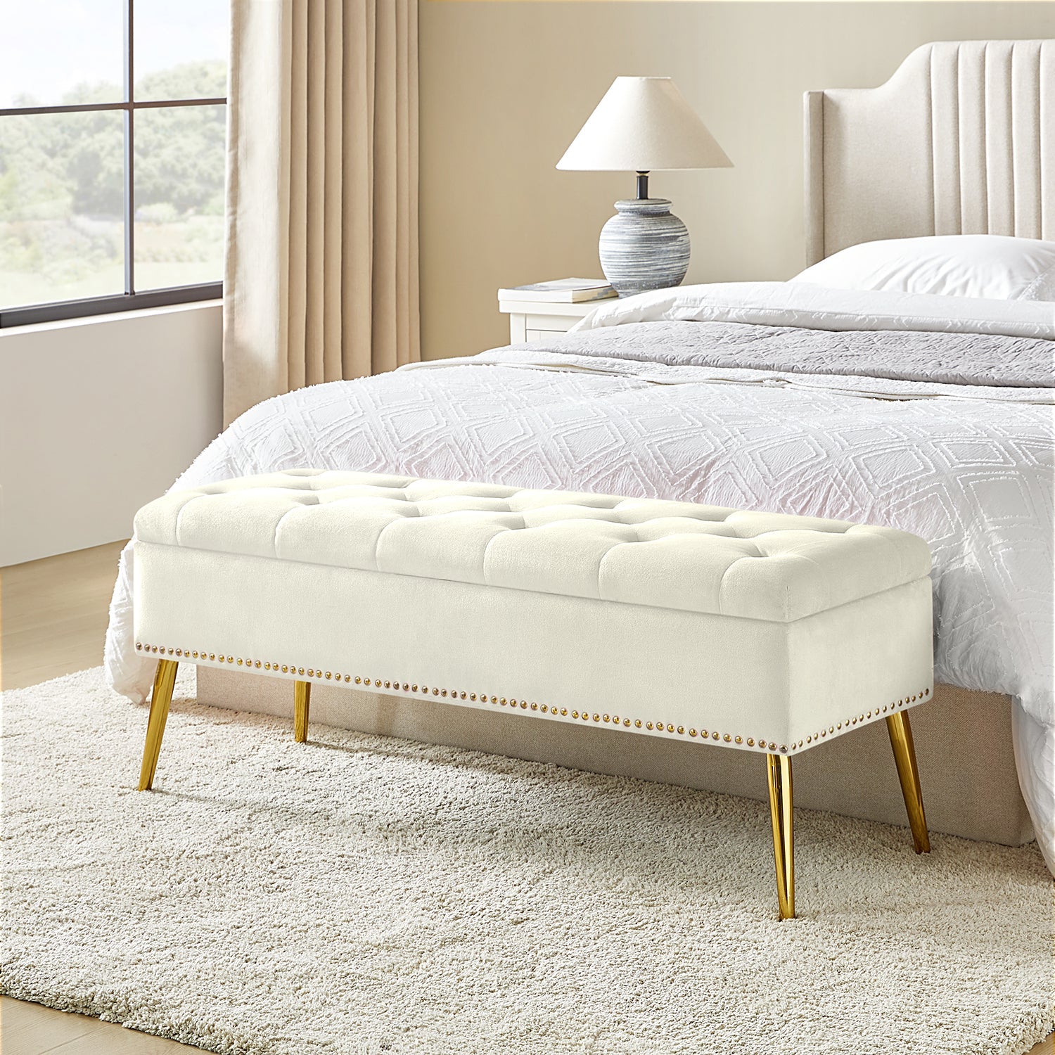 Shop Lenore Upholstered Storage Bench HULALA HOME