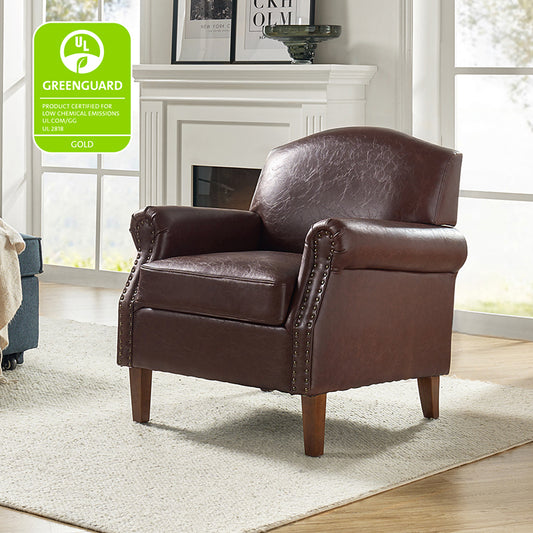 Gianfranco Vegan Leather Armchair with Sturdy Wooden Legs