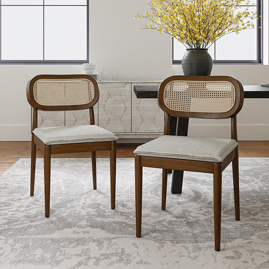 Konstantin Modern Solid Wood Dining Chairs with Rattan Backrest