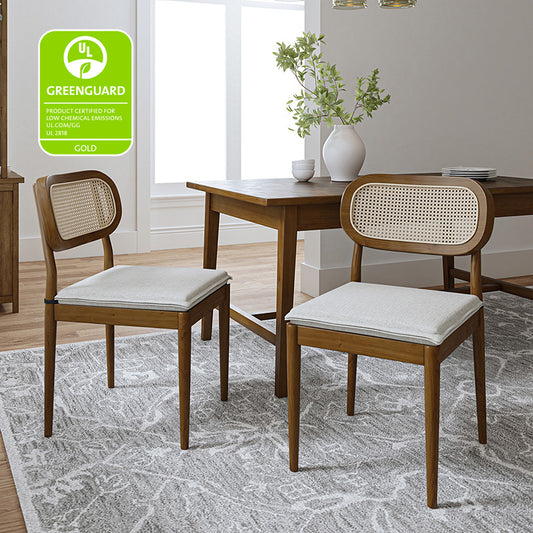 Konstantin Modern Solid Wood Dining Chairs with Rattan Backrest