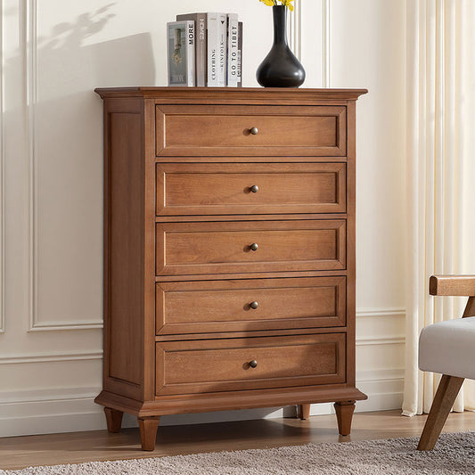 Erendiria Transitional 5-Drawer Chest Dresser with Solid Wood Frame