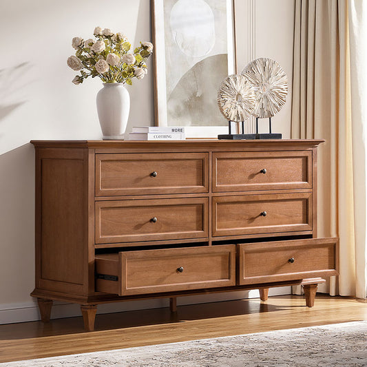 Mornay Transitional Solid Wood 6-Drawer Dresser for Bedroom Storage