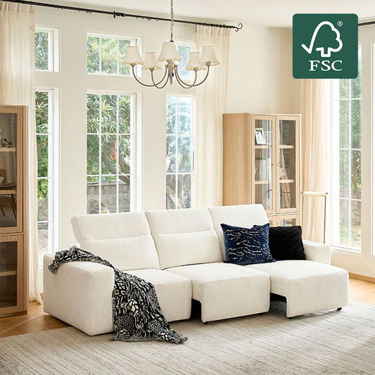 Modern Chenille Upholstered Reclining Sofa with Electric Recliners for Living Room