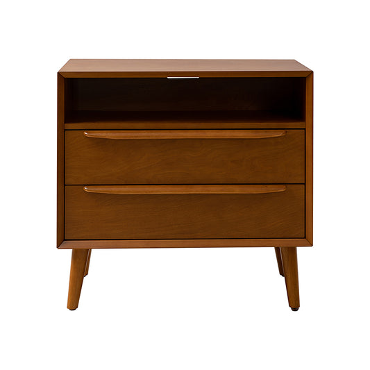 Lilian 2 - Drawer Mid Century End Table with Built-in Outlets(Optional Types)