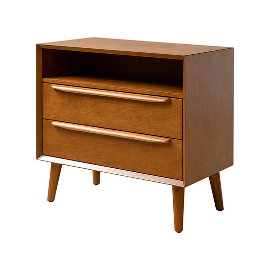 Lilian 2 - Drawer Mid Century End Table with Built-in Outlets(Optional Types)
