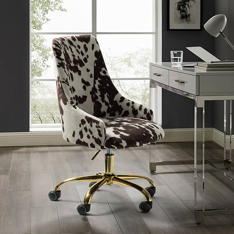 Modern Velvet Tufted Office Chair with Gold Metal Base by HULALA