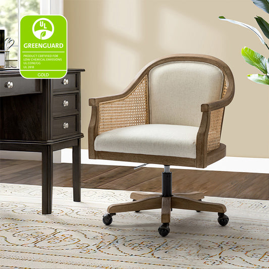 Audrey Task Accent Chair with Rattan Arms