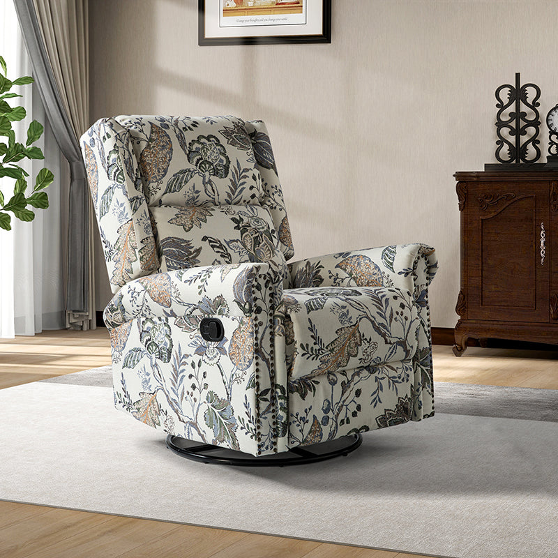 Patterned outlet rocker recliner