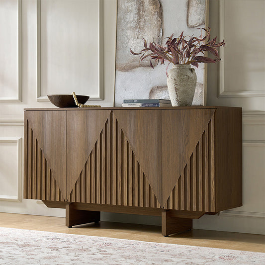 Dietreich Wooden Buffet Sideboard with Deep Embossed Texture