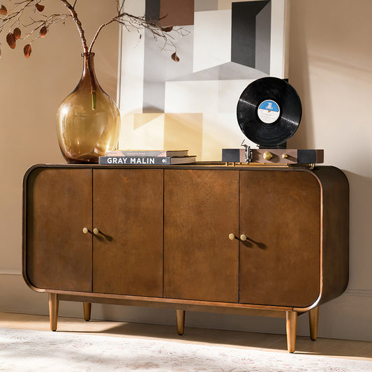 Mid-Century Modern 4-Door Sideboard With Adjustable Shelves