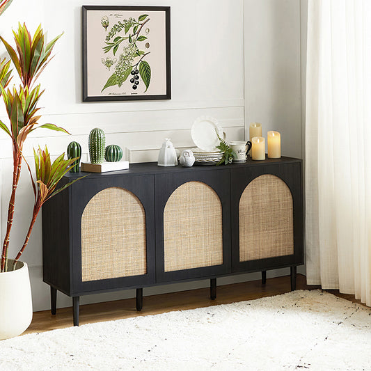 Posey 56″ Wood & Rattan Sideboard – Modern Coastal Storage Cabinet