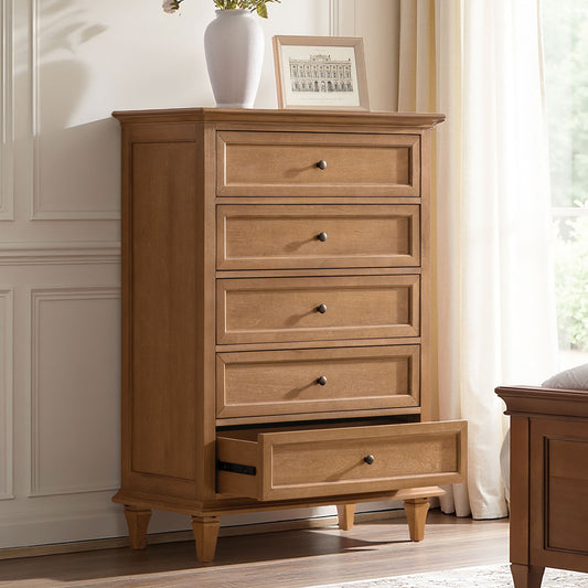 Traditional 5-Drawer Chest Dresser with Solid Wood Frame