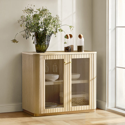 Estrella Modern Gold Frame Glass Display Cabinet with Wine Glass Rack-Bookcase and Bar Storage