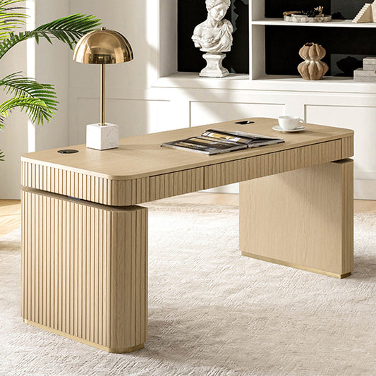 Alina Fluted Design Electric Height-Adjustable Desk with Drawers