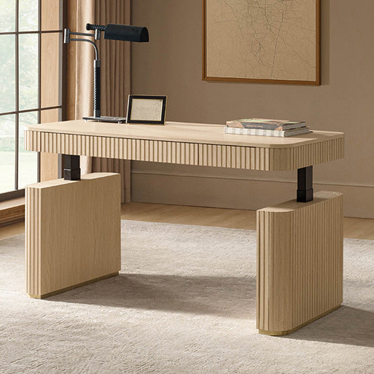 Alina Fluted Design Electric Height-Adjustable Desk with Drawers