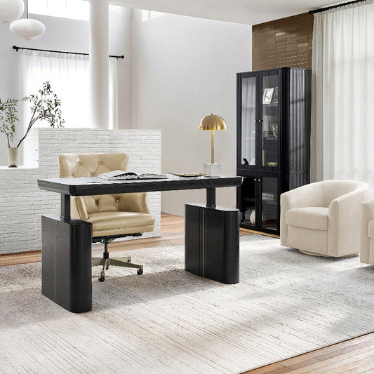 Estrella Modern Gold Frame Glass Display Cabinet with Wine Glass Rack-Bookcase and Bar Storage