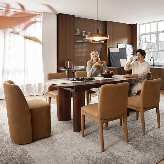 Josefina 8-Piece Modern Extendable Dining Table Set with Upholstered Chairs and Sideboard