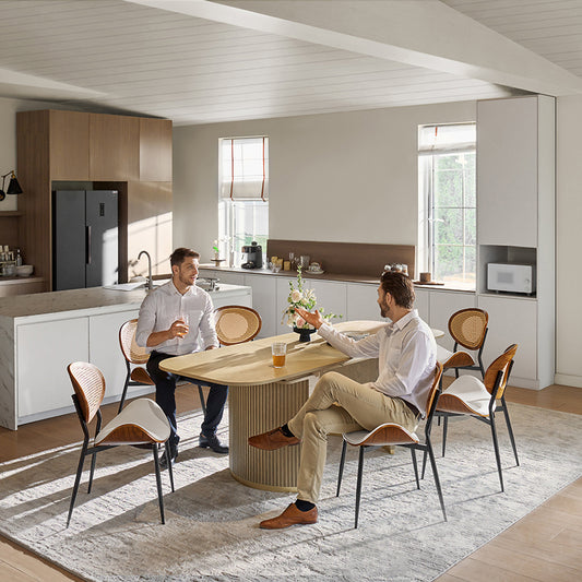 American Modern Fluted Space Saving Table and Chairs & Storage Cabinet Sets (Optional Types)