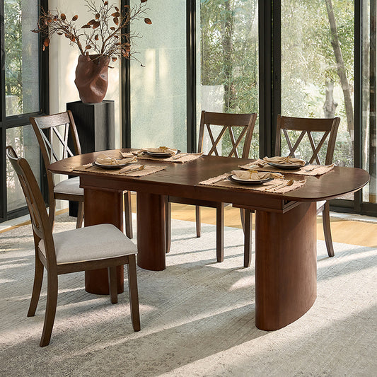 Josefina 7-Piece Modern Solid Wood Extendable Dining Table with Cross-Back Chairs