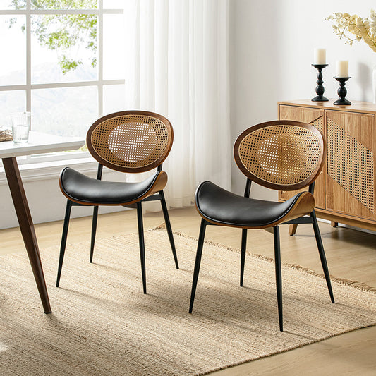 Curved Wood Backrest leather Dining Chair