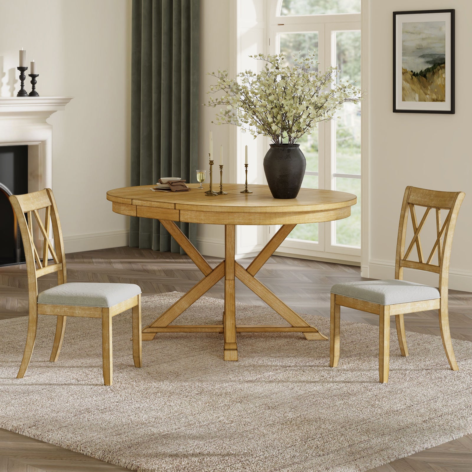 Farmhouse Dining Dining Table And Chairs With Arms Amaya Rustic