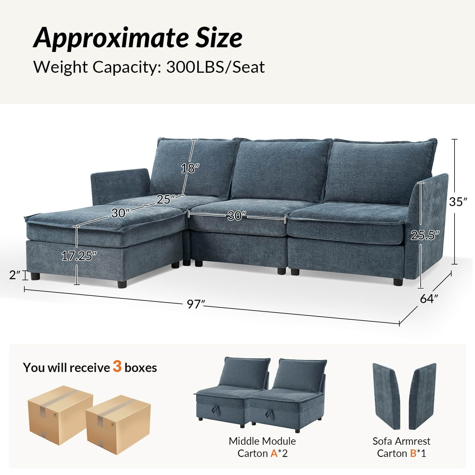 Victoria Oversized Soft Sectional Sofa with Storage