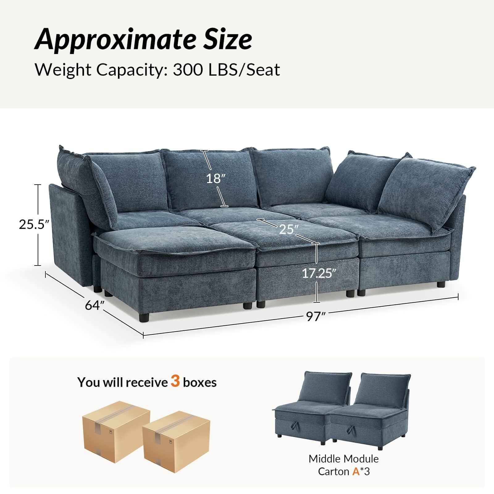 Victoria Oversized Soft Sectional Sofa with Storage