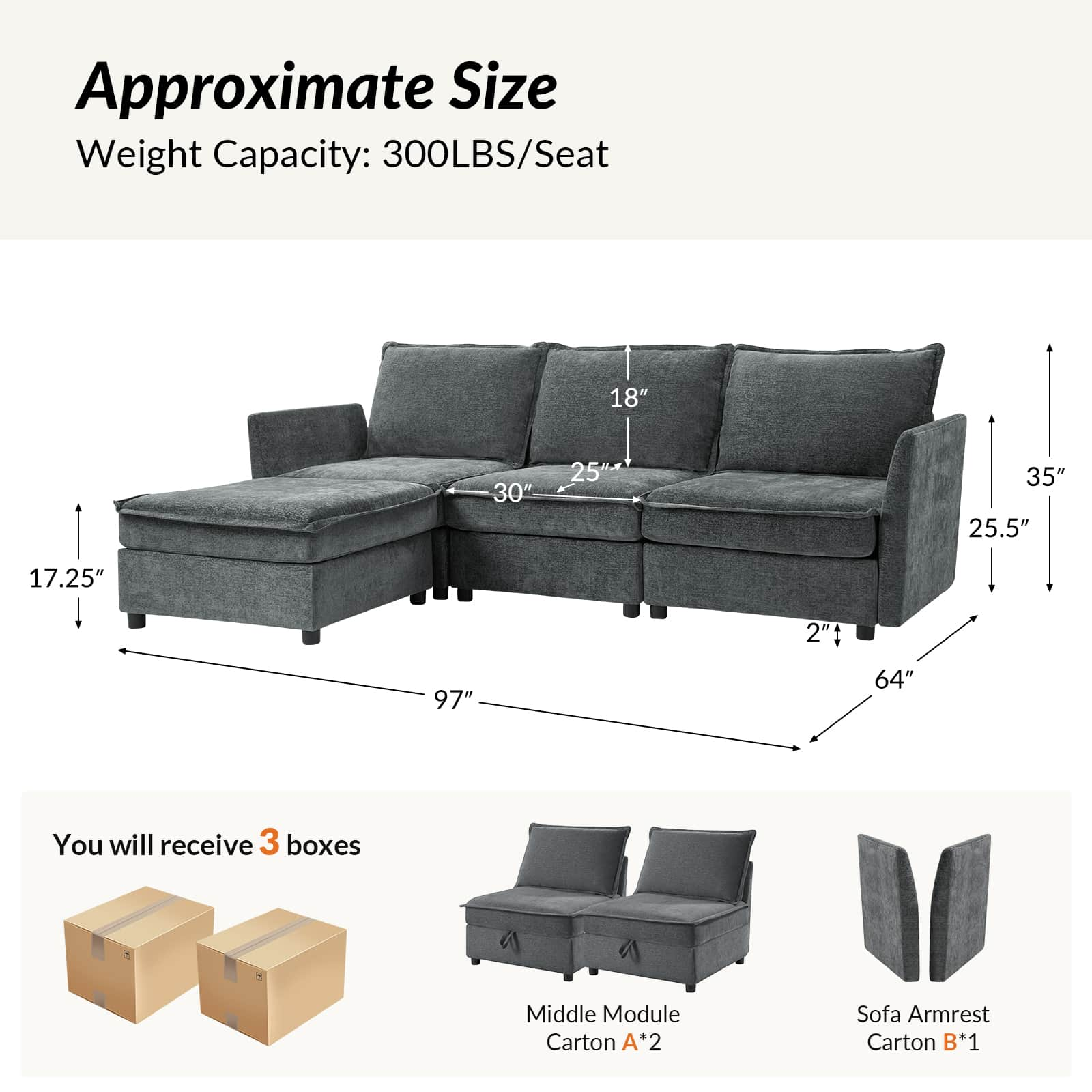 Victoria Oversized Soft Sectional Sofa with Storage