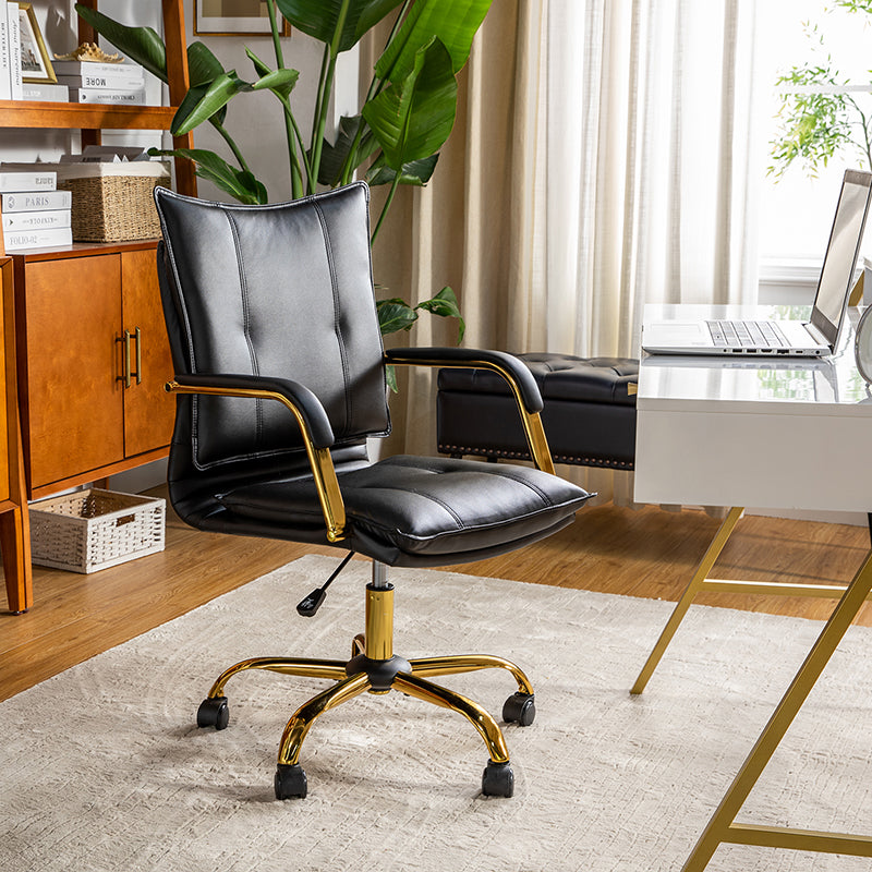 Hulala Home Michele Vegan Leather Task Accent Chair Black
