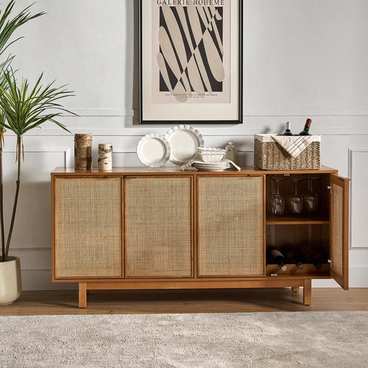 Otmar 63'' Wide Natural Rattan Mesh Multi-Purpose Sideboard