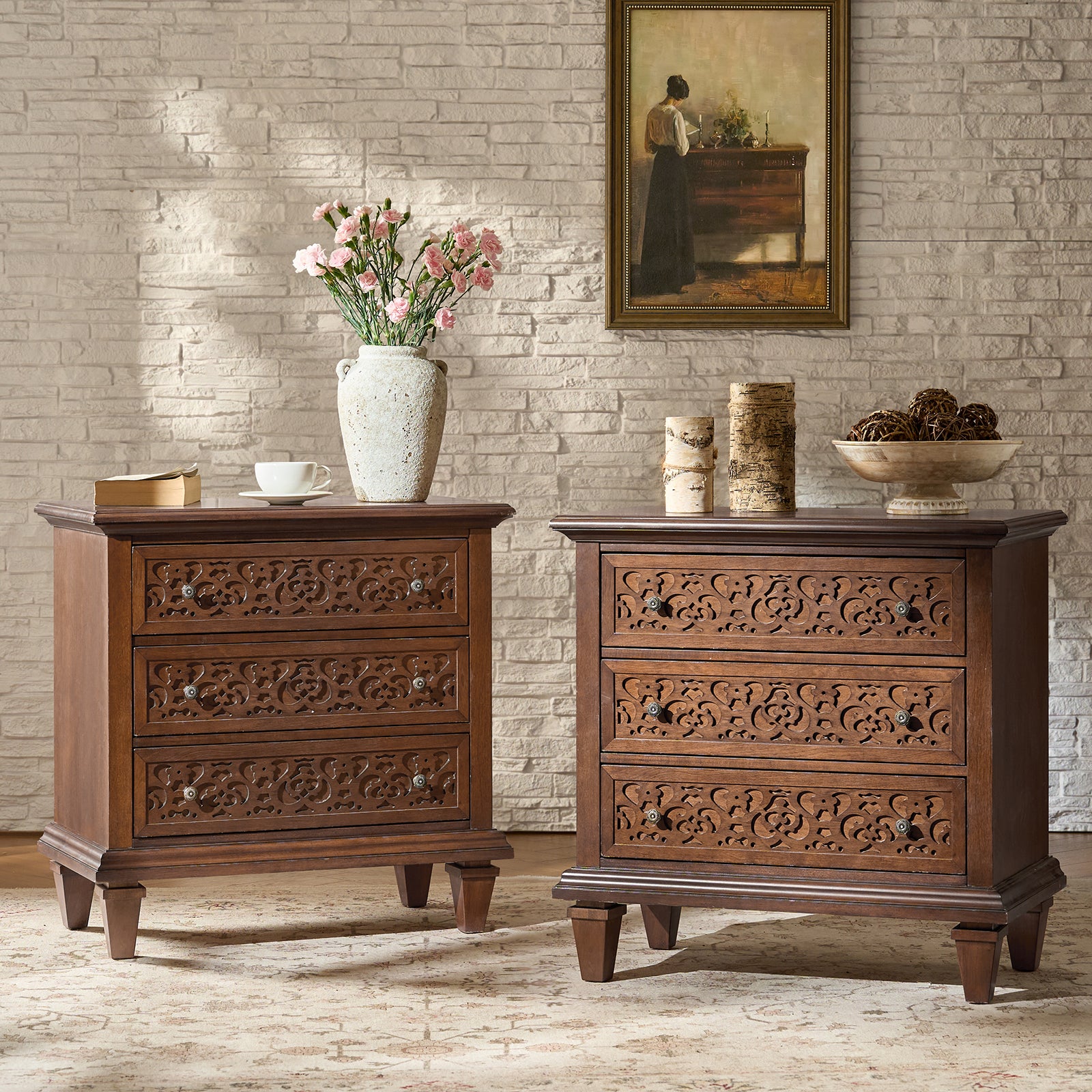 Colombo 3-Drawer End Table with Built-In Outlets(Optional Types)