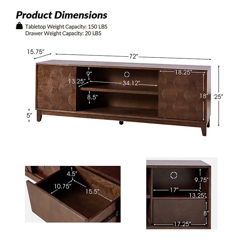 Kamu 72" TV Stand for TVs Up to 78"