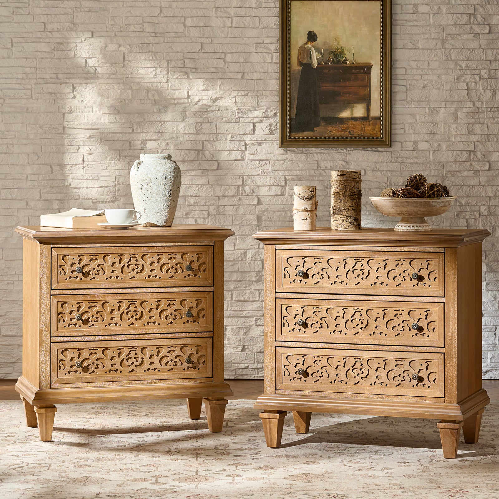 Colombo 3-Drawer End Table with Built-In Outlets(Optional Types)