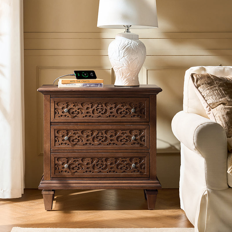 Colombo 3-Drawer End Table with Built-In Outlets(Optional Types)