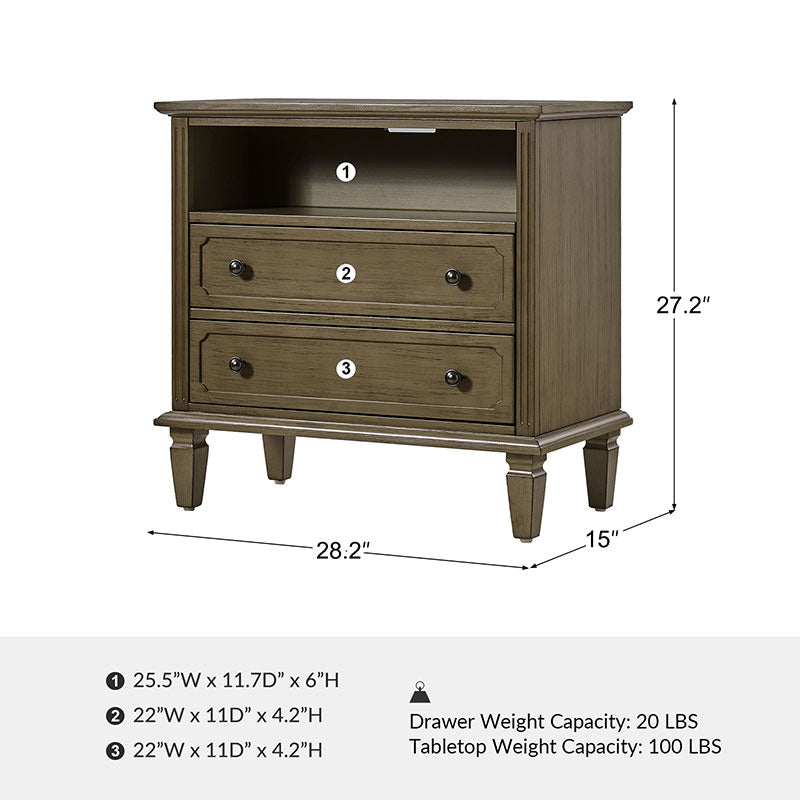 Galatea 2 - Drawer Solid Wood End Table Chest(Optional Types)