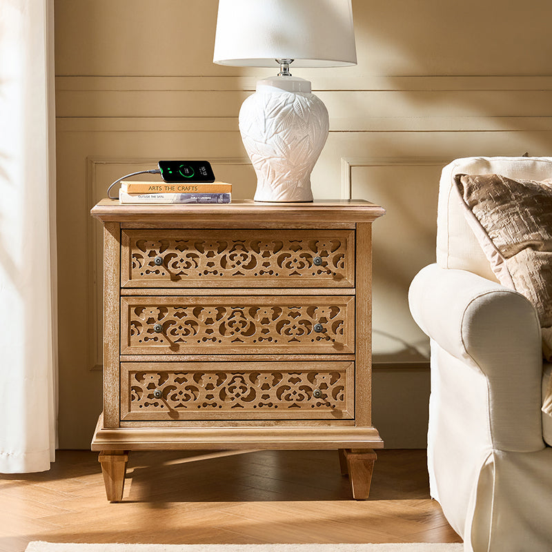 Colombo 3-Drawer End Table with Built-In Outlets(Optional Types)