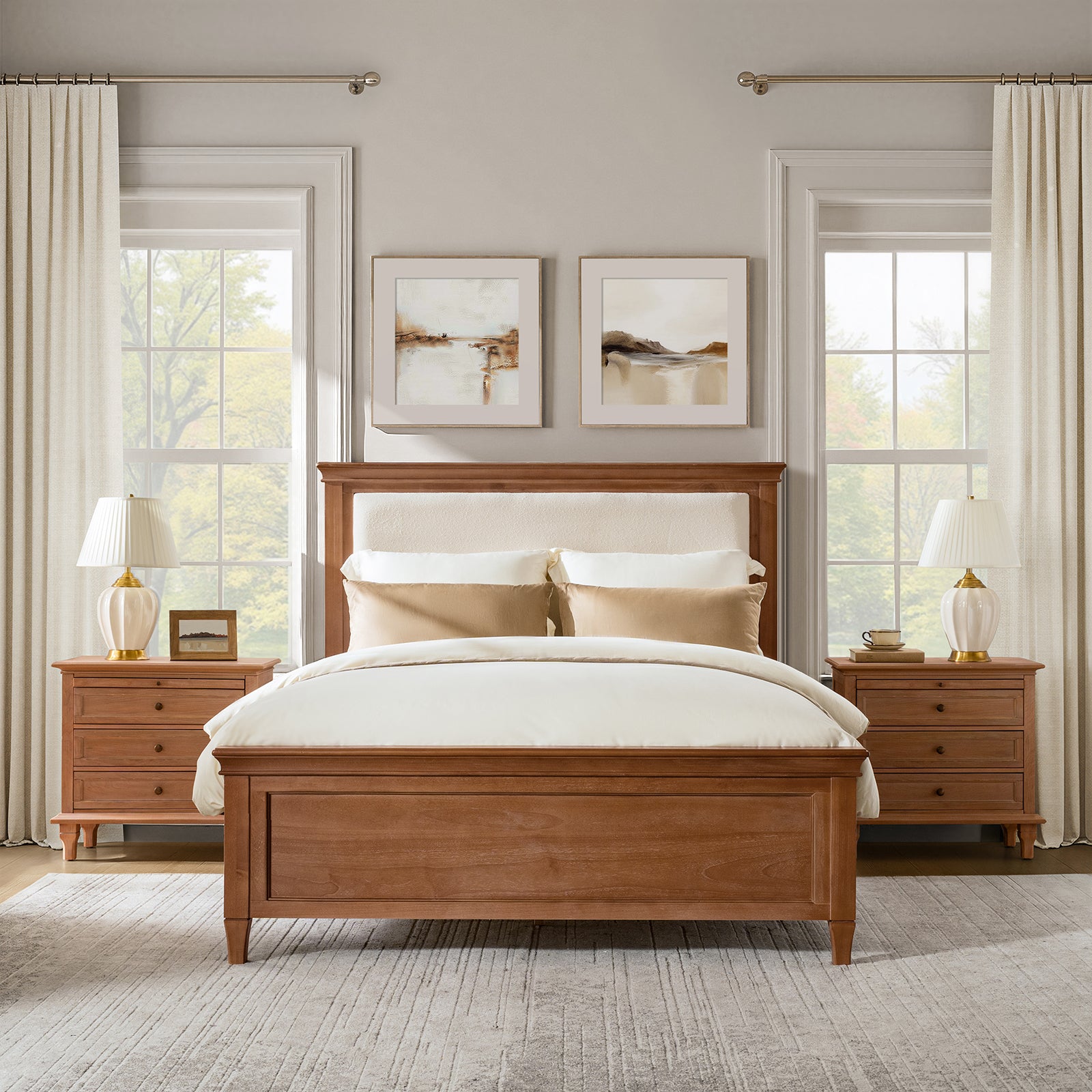 3-Piece Transitional Solid Wood Bedroom Set