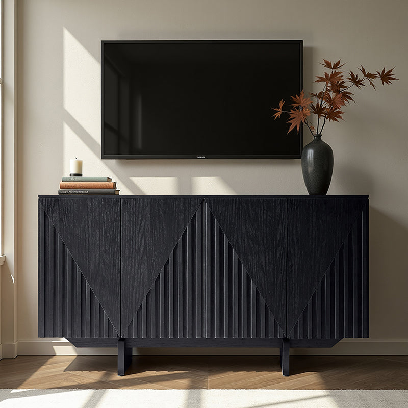 Dietreich Wooden Buffet Sideboard with Deep Embossed Texture