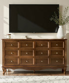 Antique-Inspired 4-Door Sideboard Cabinet - Decorative Drawer Illusion