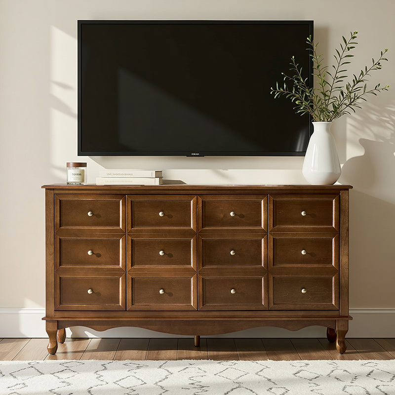 Antique-Inspired 4-Door Sideboard Cabinet - Decorative Drawer Illusion