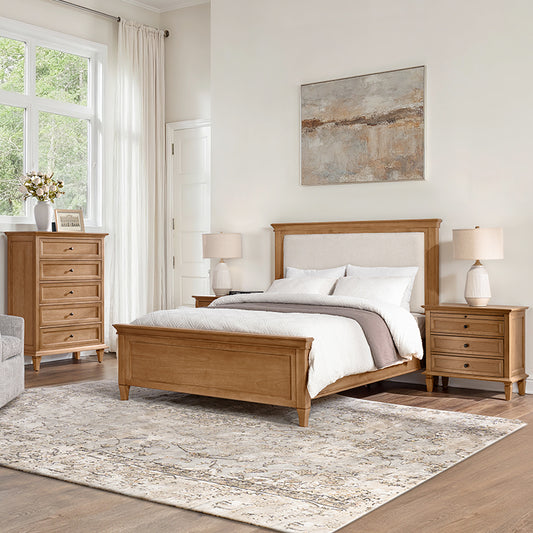 4-Piece Transitional Solid Wood Bedroom Set with 5-Drawer Dresser