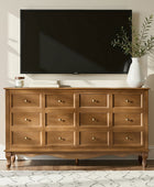 Antique-Inspired 4-Door Sideboard Cabinet - Decorative Drawer Illusion