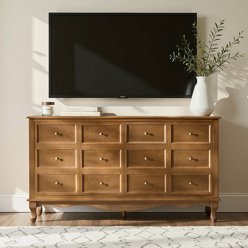 Antique-Inspired 4-Door Sideboard Cabinet - Decorative Drawer Illusion