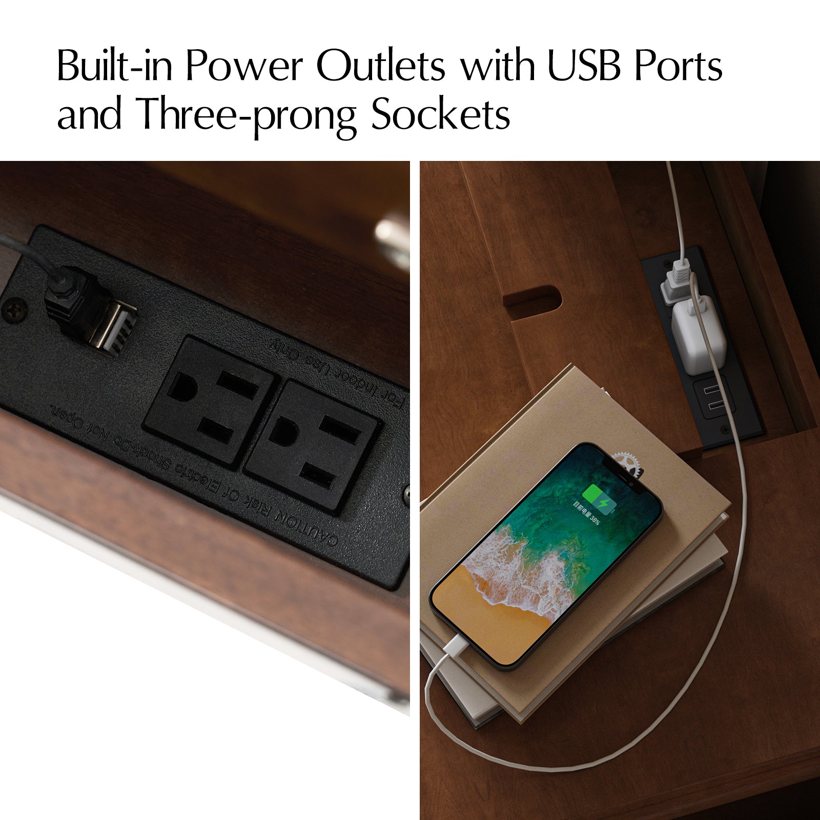 Colombo 3-Drawer End Table with Built-In Outlets(Optional Types)