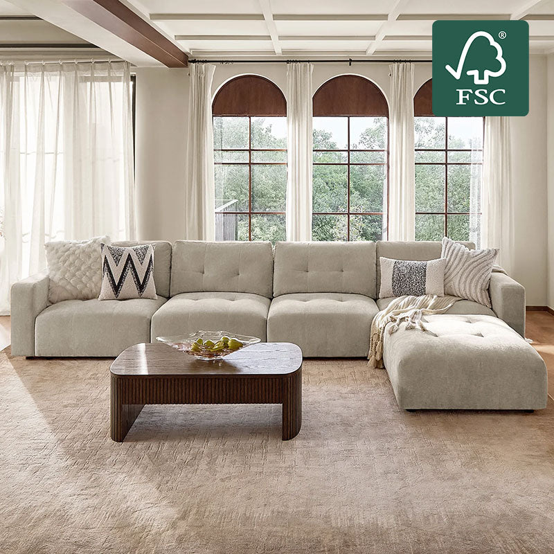 Memosa Deep-Seat Modular Sectional Sofa with Memory Foam Cushions