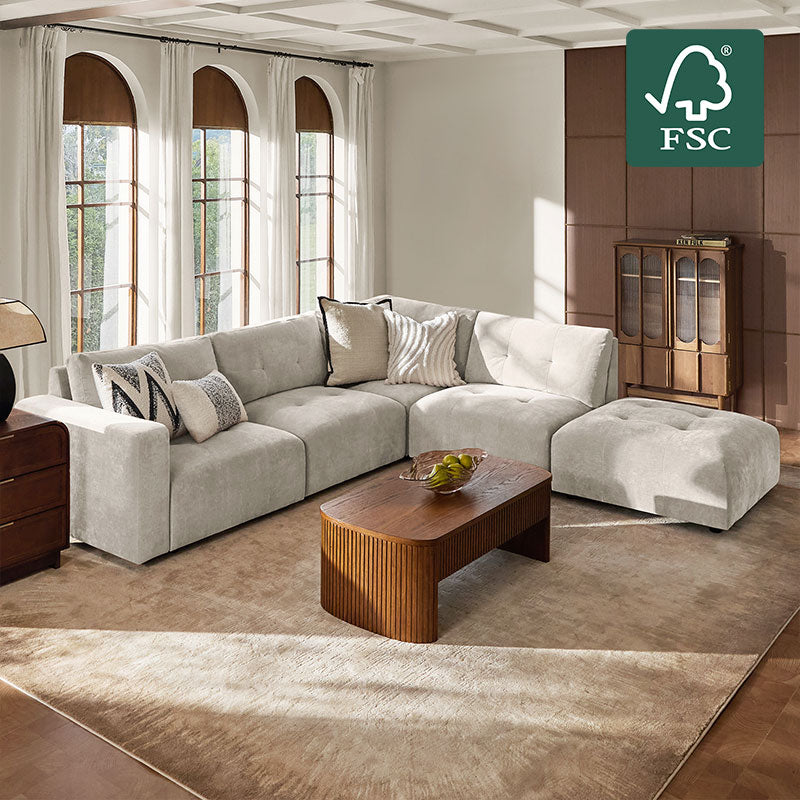 Memosa Deep-Seat Modular Sectional Sofa with Memory Foam Cushions