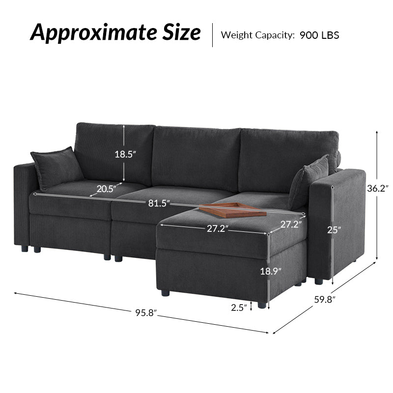 Amando Soft Storage Sectional Sofa